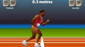 A screenshot of the legendary browser-based sprinting game QWOP. It's a game where the keyboard keys Q W O and P control individual thighs and calves. It's bastardly hard to coordinate your limbs and moving forward with purpose.